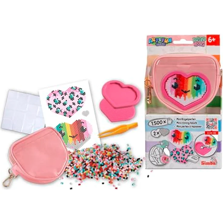 SIMBA TOYs ART & FUN - Beadbag - Mini Herz Tasche, Bügelperlen Set für kreative Kunstwerke, geeignet für Kinder ab 3 Jahren – Bild 2