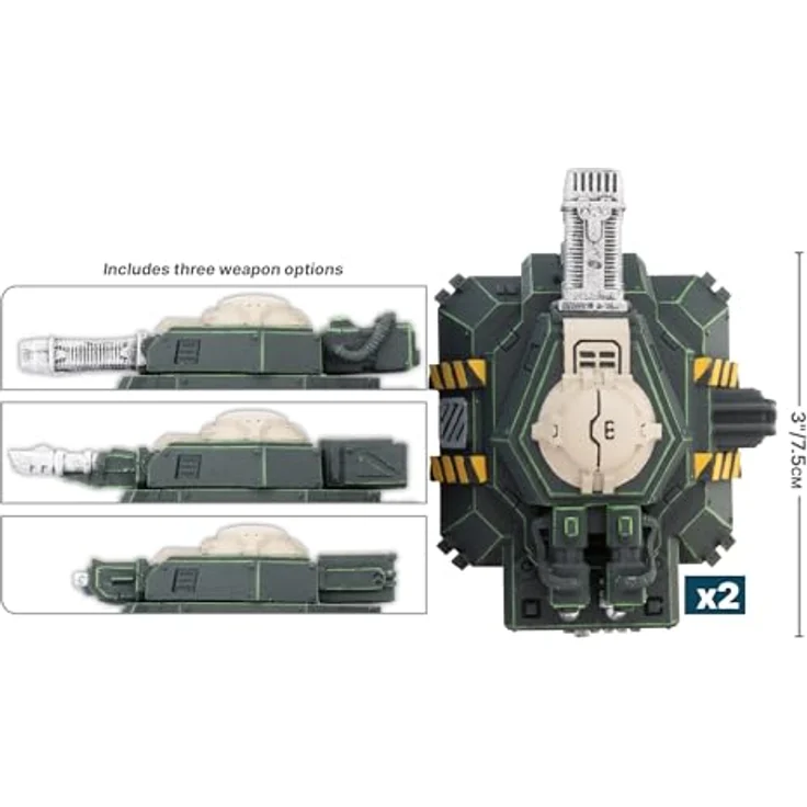 Gale Force Nine Gothic Sector Legion Defense Turret, 2x bemalte Verteidigungstürme mit 3 Waffenoptionen, vorlackiertes Spielzubehör – Bild 2