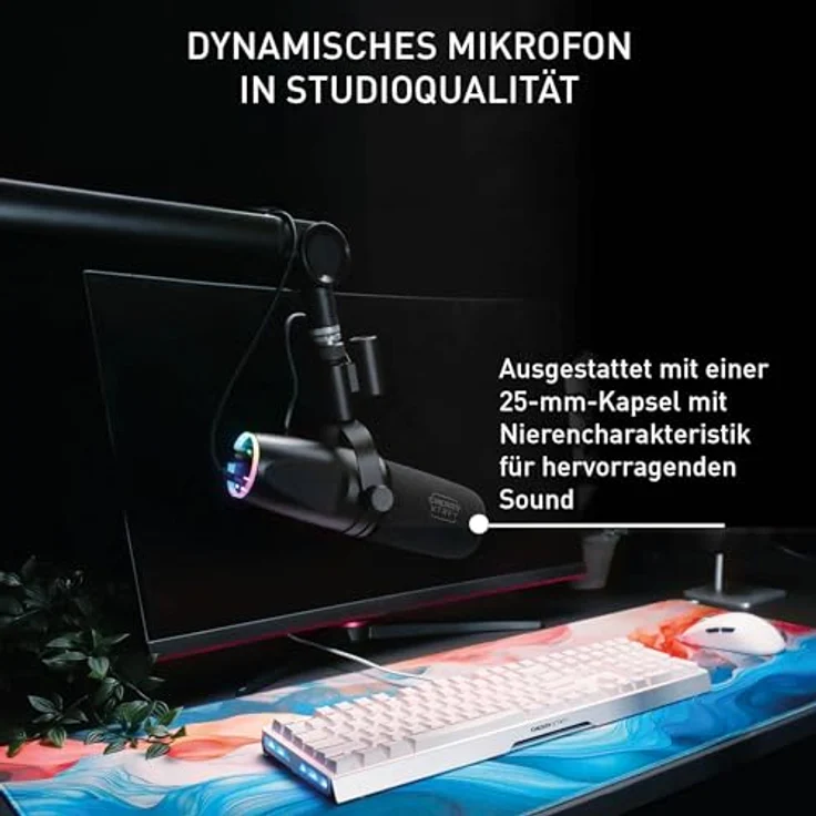 CHERRY XTRFY NGALE X, Professionelles USB- & XLR-Mikrofon für Aufnahmen, Gaming & Streaming, dynamisches Mikro, Cardioid, Plug & Play, Low-Cut-Filter, Schwarz – Bild 2