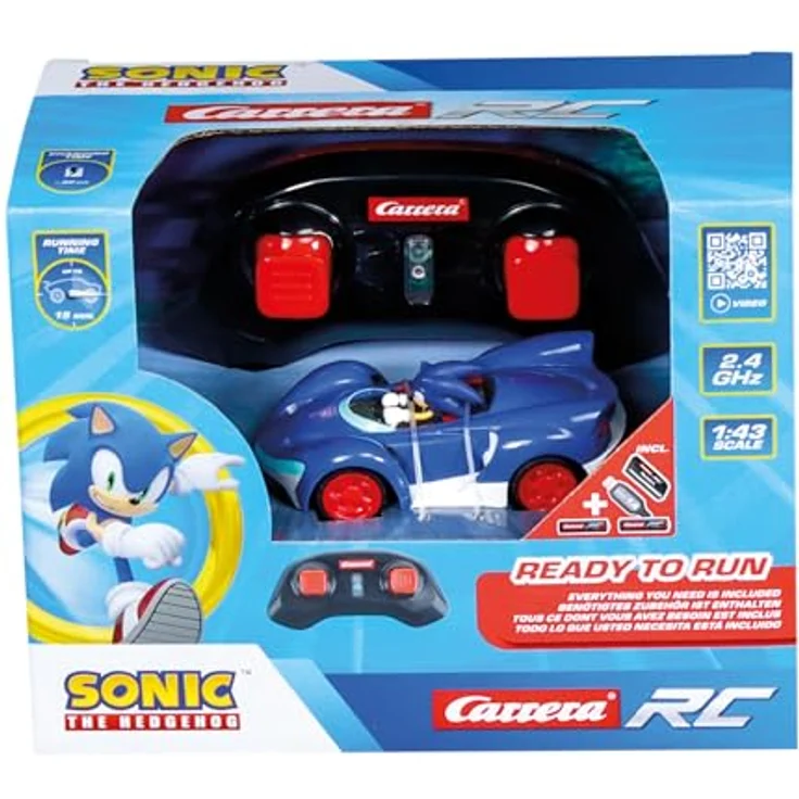 Carrera Team Sonic Racing Mini RC - Sonic 1:43, Ferngesteuertes Auto mit 2,4GHz Technologie, Mehrfarbig – Bild 1