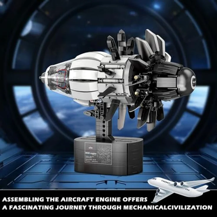 Reobrix Flugzeugtriebwerk-Modellbausatz, motorisierter Jet-Turbofan-Motor, 1351-teilig, STEM-Lernspielzeug für Erwachsene und Jugendliche – Bild 3