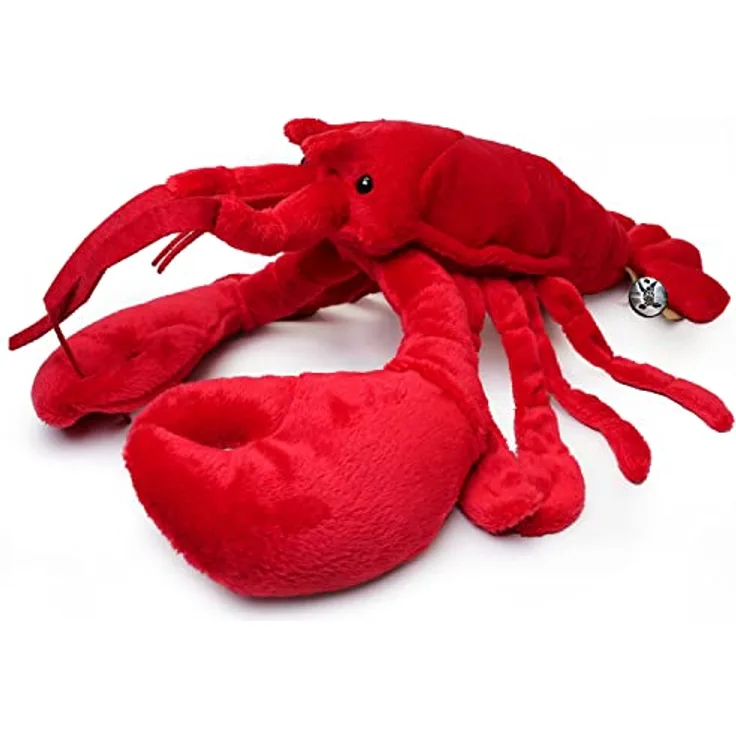 Kuscheltiere.biz Hummer rot Kuscheltier Krebs Zehnfußkrebs Plüschtier Plüschhummer Marus - Hochwertiger Polyesterplüsch, realistisches Design, 38 cm Länge, waschbar bei 30°C
