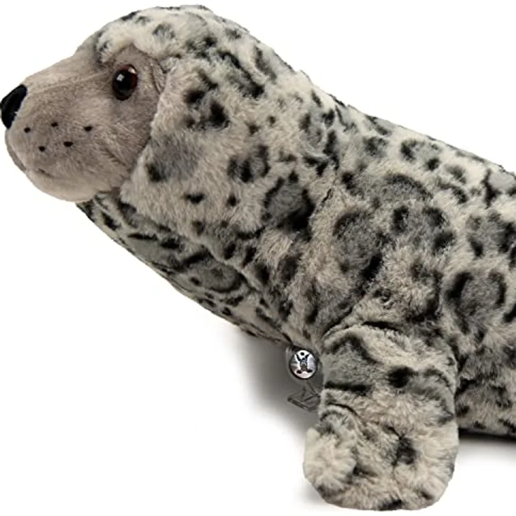 Kuscheltiere.biz Seehund Kuscheltier Robbe gefleckt Seeleopard Plüschtier Norwin - Extra kuschlig und detailreiches Design - Braun – Bild 2