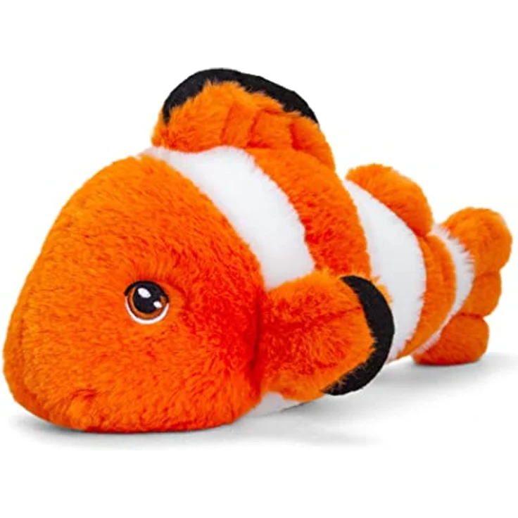 tachi Plüschtier Clownfisch orange weiß, Kuscheltier Fisch mit Streifen, Stofftier groß 28 cm