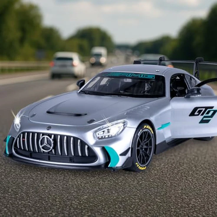 Grau Mercedes-AMG GT2, Ferngesteuertes Modellauto 1:14, silber, 2,4 GHz, manuelle Türöffnung, für Kinder ab 72 Monaten – Bild 6