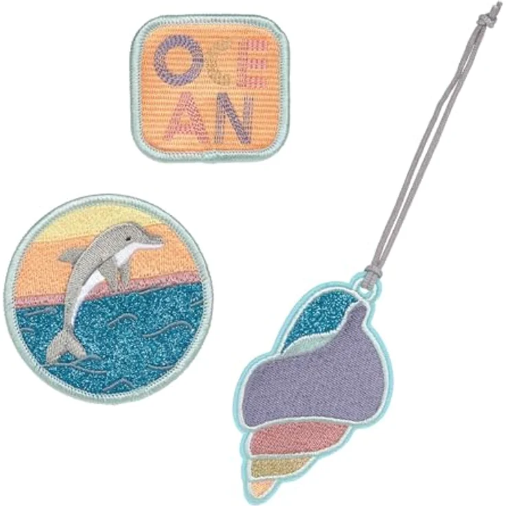 LÄSSIG Anhänger und Patches Set (3 Stk.) mit Druckknopf/School Patches Set Dolphin Ocean Edition – Bild 1