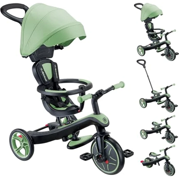 Globber Dreirad Explorer 4-in-1, skalierbares Dreirad und Laufrad für Kleinkinder von 10 Monaten bis 5 Jahren, Version 2, Salbeigrün mit 4 Funktionen, verstellbarem Sattel und optimaler Sicherheit. – Bild 1