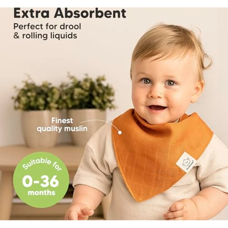 KeaBabies 8-Pack Musselin Baby Lätzchen - Saugfähige & weiche Bandana Breieckstücher für Jungen und Mädchen, unisex, 0-36 Monate, Farbe: Spice – Bild 2