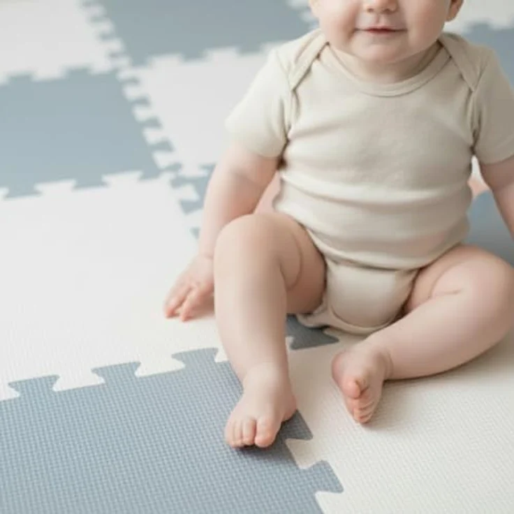 LittleTom Spielmatte Baby Puzzlematte 180x90 cm, Blau & Weiß, 18 Teile, anti-allergene EVA Schaumstoffmatte mit Anti-Rutsch-Profil – Bild 5