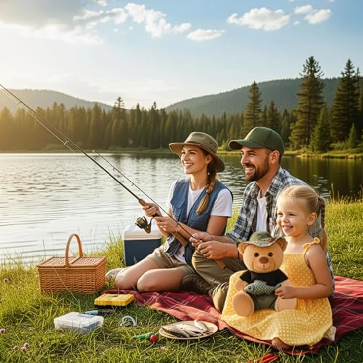 BRUBAKER Teddybär Angler mit Fisch und Anglerhut, 25 cm Plüschbär in Hellbraun Camouflage - Kuscheltier Geschenk für Angler und Outdoor Fans, Pflegeleicht und langlebig – Bild 5