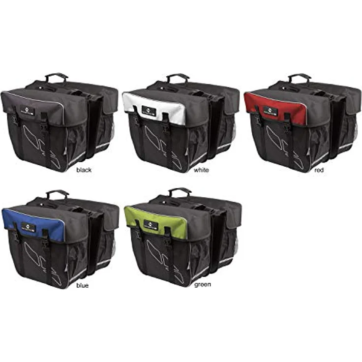 M-Wave Unisex – Erwachsene Amsterdam Double Gepäckträgertasche inkl. Regenhaube, schwarz/blau – Bild 2