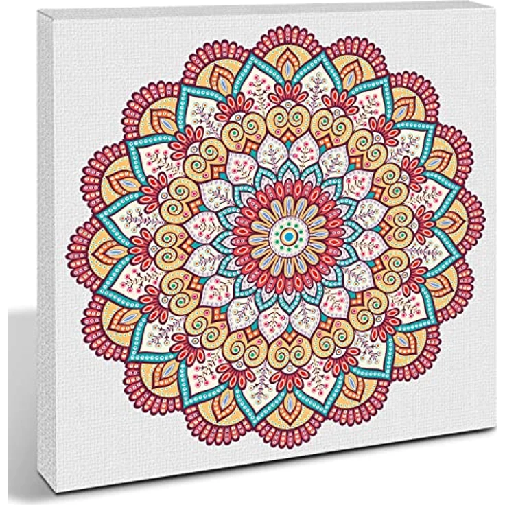 Ursus 43520006F - Diamond Painting Mandala Set 6, Bastelset mit Steinchen in Rot-, Orange- und Petroltönen zum Selbstgestalten, eine Leinwand ca. 30 x 30 x 1,5 cm groß – Bild 5