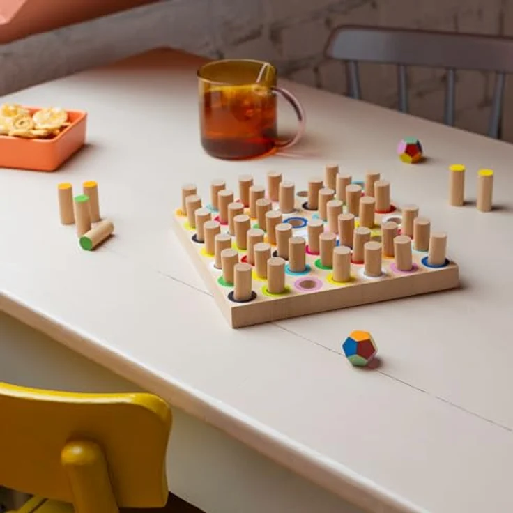 remember Remember Gedächtnisspiel Momo, farbenfrohes Holzspiel für 2-4 Spieler mit 12 bunten Farben und Aufbewahrungsbeutel – Bild 4