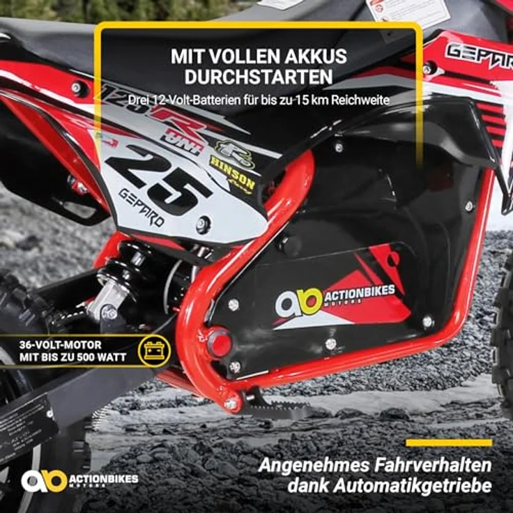 Kinder Mini Enduro Crossbike Gepard Elektro 500 Watt Motorcrossbike Pocketbike (Rot) – Bild 5