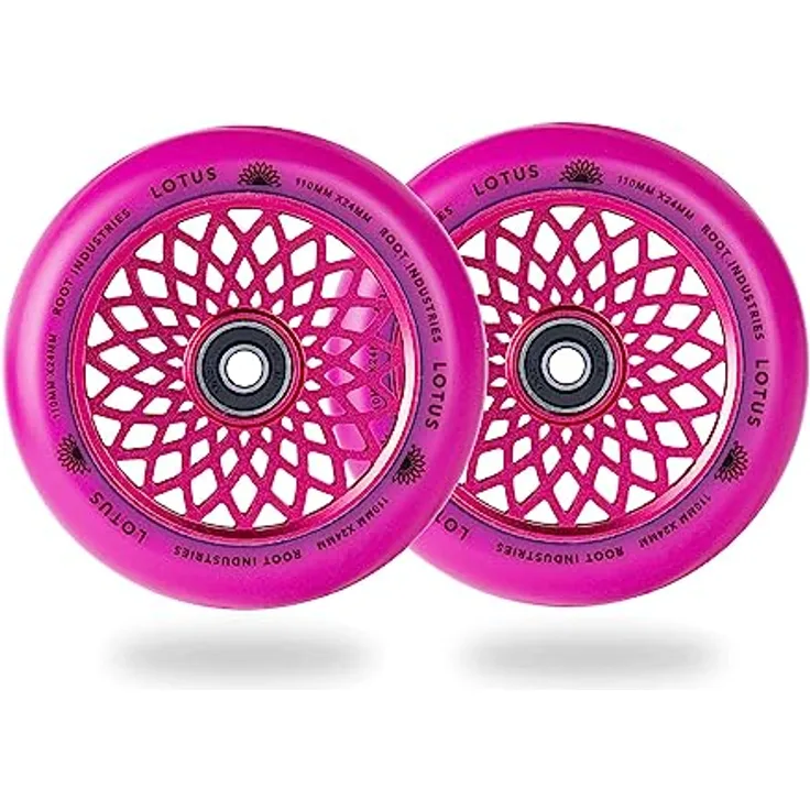 Root Industries Lotus Stuntscooter Rollen, 110mm Radiant Pink, perforierter Kern, 88A Härte, 24mm Breite