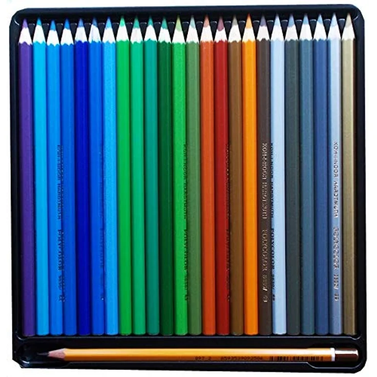 Koh-I-Noor 3837 POLYCOLOR - Künstlerfarbstifte mit Anspitzer und 2 Graphitstiften im Pappetui - Farben sortiert, 72er-Farbset – Bild 4