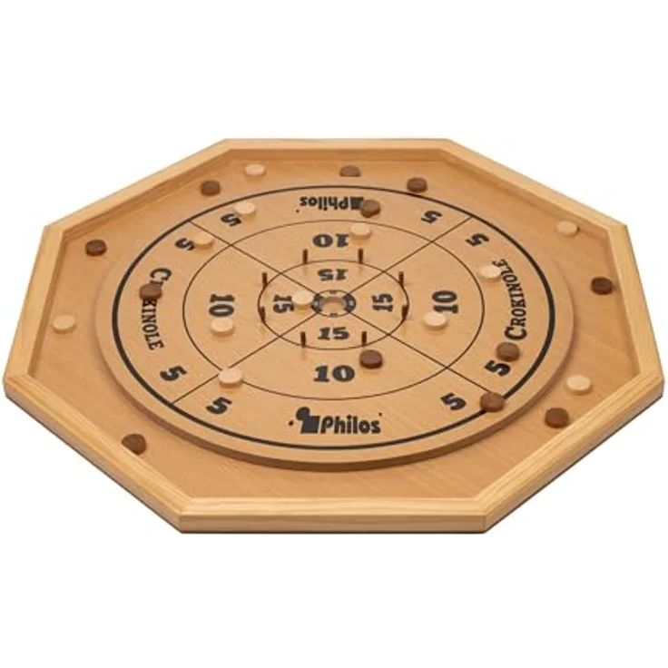 Philos 3320 - Crokinole 5 in 1, Brettspiel aus Schima Holz, für 2 - 4 Spieler, ab 6 Jahre – Bild 1
