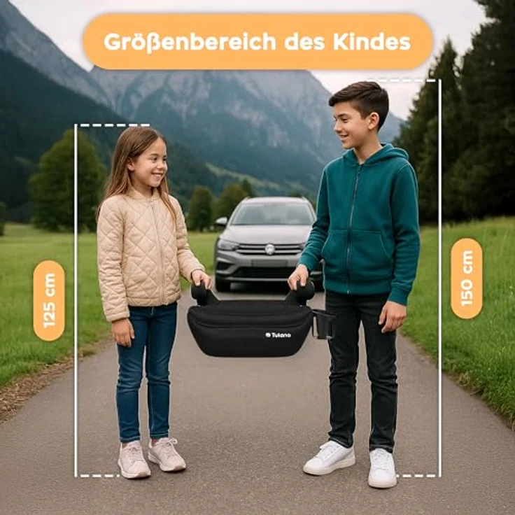Tulano Cabby 20, Kindersitz mit ECE R129/03 i-Size-Zulassung, Schwarz, abnehmbare und waschbare Polsterung, leicht und kompakt – Bild 7