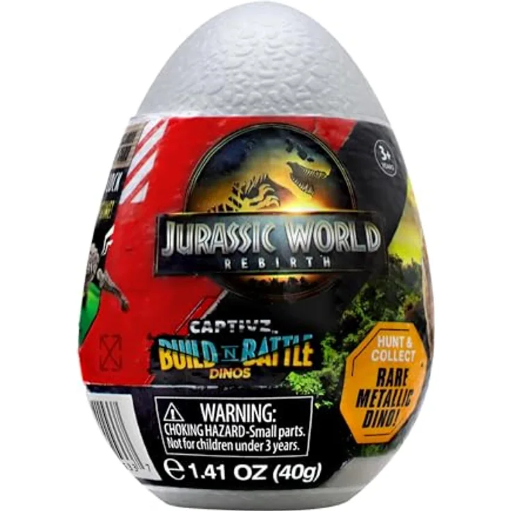 Jurassic World Jurassic Captivz Rebirth - 12-teiliges Sammelfiguren-Set mit 3 Eiern pro Reihe, inklusive slime und exklusiver Dinosaurierfigur