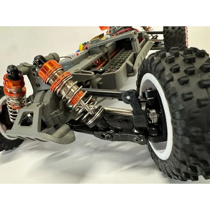 DF Models Z-06 XL Buggy - 1:12 - RTR, 60 km/h, 4WD-Antrieb, Aluminium-Öldruckstoßdämpfer, Metall-Antriebswellen, Rot – Bild 5