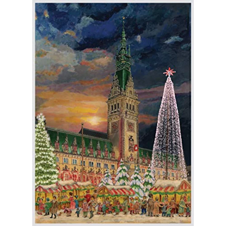 Richard Sellmer Verlag Adventskalender Hamburg mit Rathaus und Silberglimmer, 42x29,7cm – Bild 1