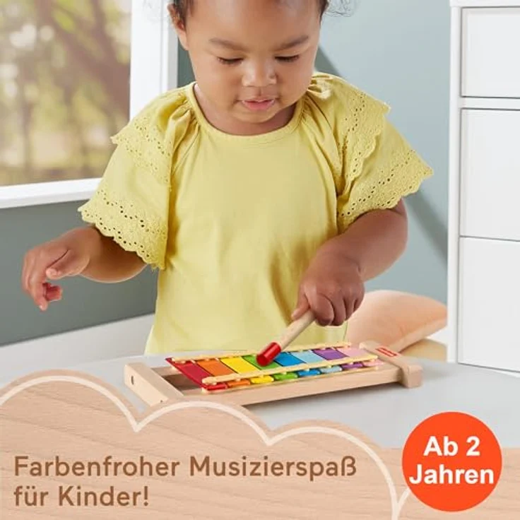 Fisher-Price® Holz-Xylophon, spielerisches Musikinstrument aus FSC-zertifiziertem Holz mit bunten Klangstäben – Bild 2