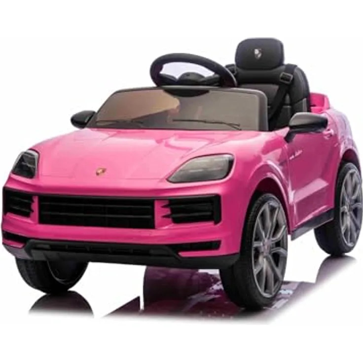 Beneo Motors Porsche Cayenne Kinder Elektroauto 12V lizenziert, Einzelsitz mit Lithium-Batterie, 2x25W Motoren, 2,4GHz Fernbedienung, MP3 USB/AUX, LED-Lichter, Federung, Rosa
