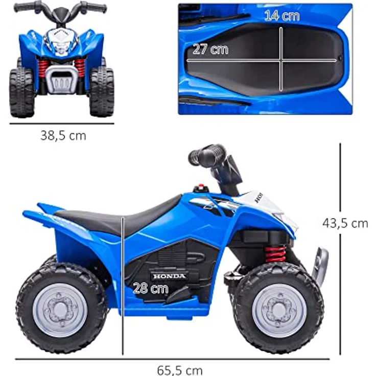 AIYAPLAY Elektro-Quad Miniquad Kinder Elektro ATV Kinderquad mit LED und Hupe Kindermotorrad Kinderfahrzeug Elektroauto für Kinder ab 18 Monaten Metall Blau 65,5 x 38,5 x 43,5 cm – Bild 5