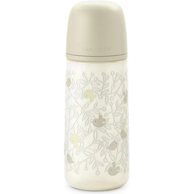 Suavinex Babyflasche 360 ml mit SX Pro physiologischem Silikon-Sauger, Antikolik-Flasche mit dichtem Trinkfluss (L), ideal für Brei, Babys ab 6+ Monaten, Birdies Beige – Bild 5