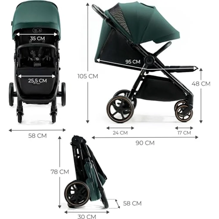 kk Kinderkraft Mitzy Green, Kinderbuggy in Grün – Bild 3