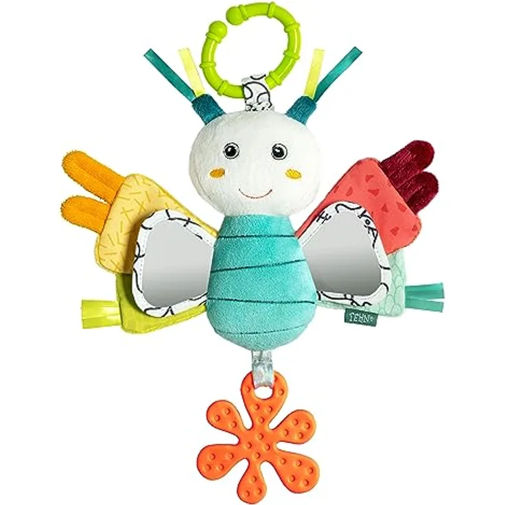 Fehn Activity-Schmetterling – Motorikspielzeug für Kinderwagen, Kinderbett & Babyschale – zum Beißen, Greifen, Geräusche erzeugen – für Babys & Kinder ab 3+ Monaten