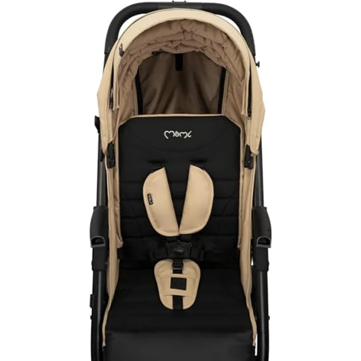 MoMi MIYA EVA Buggy, Kinderwagen mit Einhand-Faltung, XL-Rädern, 4-Rad-Federung, Beige, Zubehörset – Bild 20