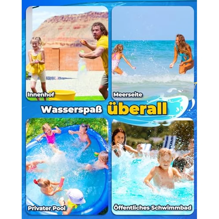 SOPPYCID 8 Stück Wiederverwendbare Wasserbomben Selbstschließend, Schnell befüllbare Silikon Spritzbälle für Kinder Erwachsene, Outdoor Sommerspaß Wasserspielzeug für Party, Wasserpark, Familienspiel – Bild 7