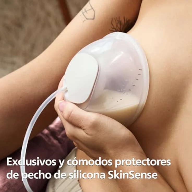 Philips AVENT SCF532/11 Doppel-Milchpumpe, elektrischer Motor, pumpt bis zu 85 Mal pro Minute, ultraleichte Auffangbecher, SkinSense-Silikonschilder – Bild 2