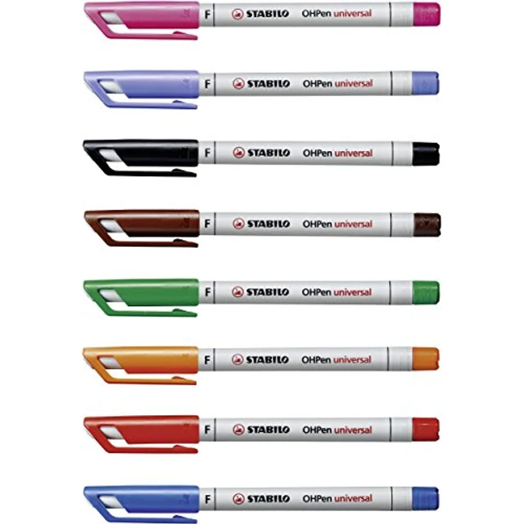 Folienstift - STABILO OHPen universal - wasserlöslich fein - 8er Pack - mit 8 verschiedenen Farben – Bild 4
