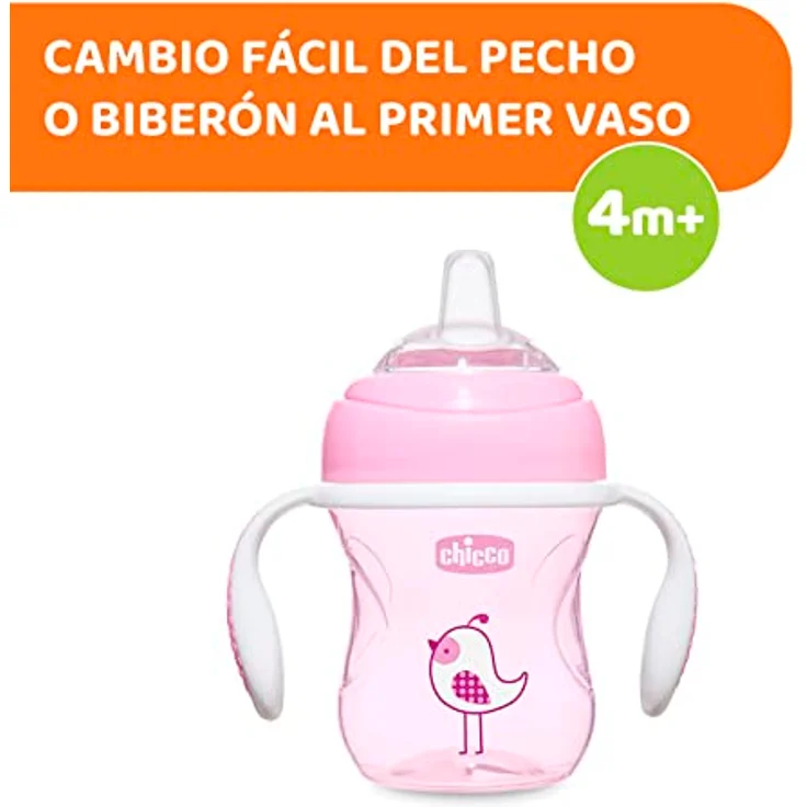 Chicco Trinklernbecher, auslaufsicherer 200ml Trinkbecher für Babys, Trinkflasche ab 4 Monaten zum Trinken lernen mit ergonomischer Silikontülle, doppeltes Anti-Kolik-Ventil, BPA-frei - Pink – Bild 2