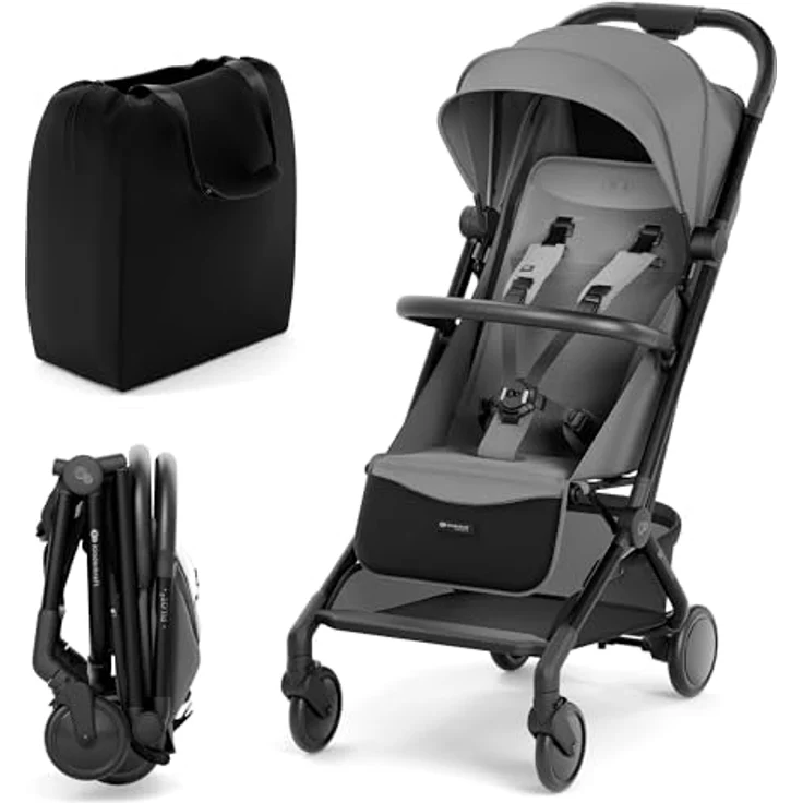 Kinderkraft PILOT 2 Kinderwagen, Liegebuggy mit innovativem Klappsystem, kompakte Maße, Tragegurt, UPF 50+ Schutz, 5-Punkt-Sicherheitsgurt, grau – Bild 1
