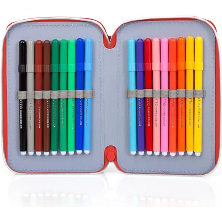 Clondo 3-Fach Federmäppchen für Jungen, Avengers Fan Edition – 45-teilig, komplett gefüllt mit Schere, Kleber, Buntstiften 3.0 – Blau – ideal für Schule & als Geschenk – Iron Man, Captain America, Hulk – Bild 4