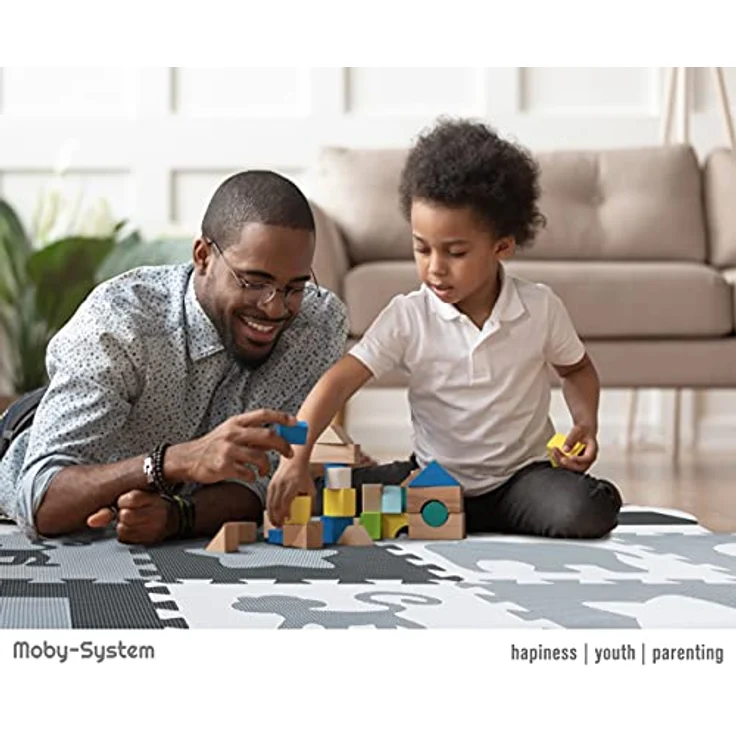 Moby-System Puzzlematte für Babys, 150 x 150 cm, Spielmatte, geruchlos, Matte große, Puzzle Matte für Jungen & Mädchen, Spielmatte schadstofffreie, geruchlose Krabbelmatte – Bild 3
