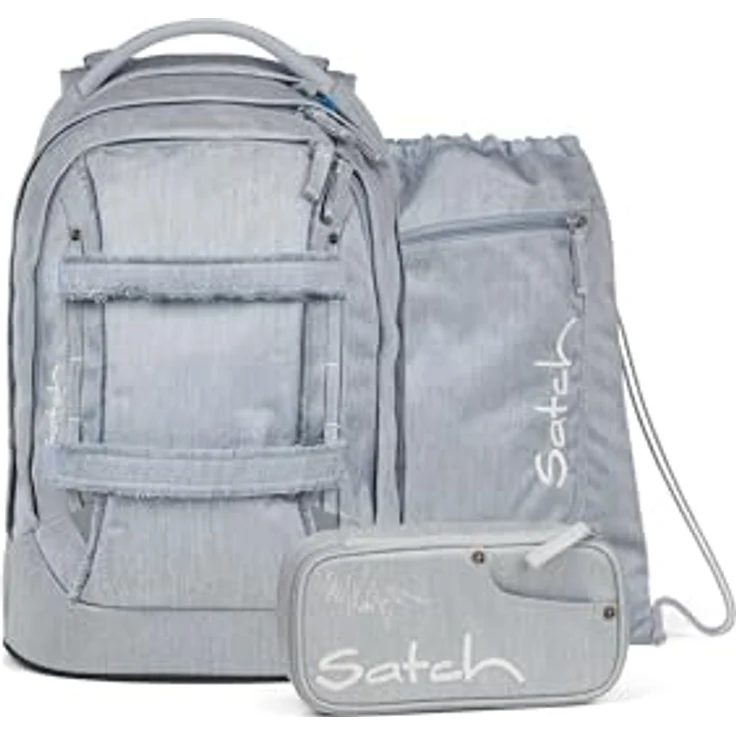 Satch Schulranzen-Set PACK Washed Blue, 3-teiliges ergonomisches Schulrucksack-Set mit Your-Size-System, anpassbar auf Körpergröße 1,40 - 1,80 m, 30 l Volumen – Bild 1
