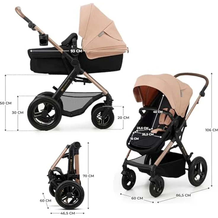 KinderKraft 4in1 Moov 2 Air, multifunktionaler Kinderwagen mit umwandelbarem Sitz, inkl. RWF Mink Pro i-Size Kindersitz und Zubehör – Bild 18