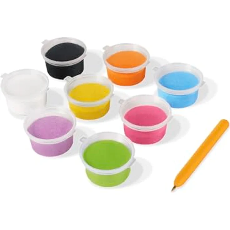 Jovi Play&Fun Sandmalerei-Set, 8 Dosen farbiger Sand mit Schablonen für Einhörner, ungiftig, ab 3 Jahren (2105) – Bild 3