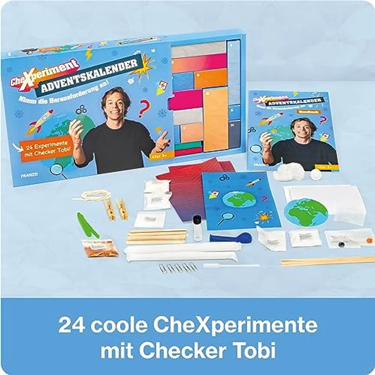 FRANZIS 67220 - CheXperiment Adventskalender, 24 lustige und verblüffende Experimente mit Checker Tobi, für Kinder ab 8 Jahren – Bild 2