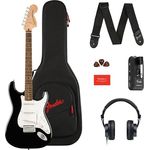 Fender Affinity Stratocaster Guitar Pack, E-Gitarren Set aus Pappelholz und Ahorn mit Mustang Micro und PreSonus HD9, Schwarz