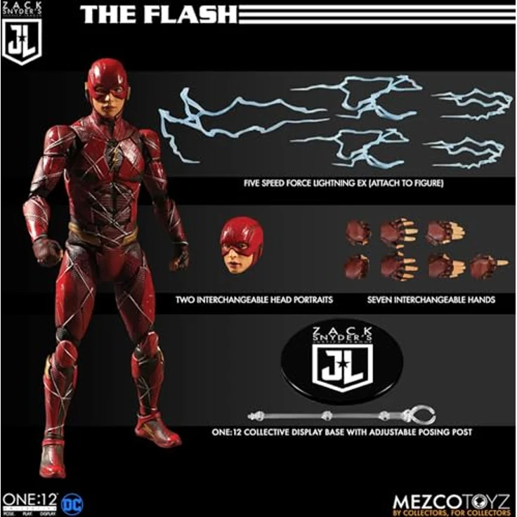 Mezco Toys Zack Snyder's Justice League 1/12 Deluxe Steel Box Set, Sammlerset mit Batman, Superman im schwarzen Genesungsanzug und The Flash, 15-17 cm, inklusive charakter-spezifischem Zubehör – Bild 8