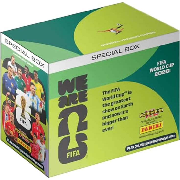 Panini FIFA World Cup 26 Trading Cards Special Box, Sammelkarten Set mit 8 Packs, 10 limitierten Karten und Checkliste Poster – Bild 1