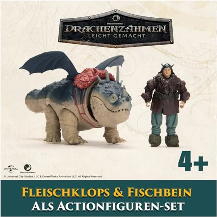 Dreamworks Dragons Fleischklops und Fischbein, Wikinger und Drachen Actionfiguren-Set mit 7 Bewegungspunkten, Spielzeug für Kinder ab 4 Jahren – Bild 3