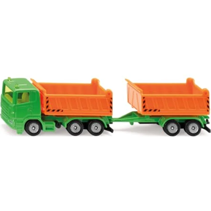 "Siku 1685, LKW mit Kippmulde und Kippanhänger, Metall/Kunststoff, Grün/Orange, Kippbare Mulden mit öffenbaren Klappen" – Bild 1
