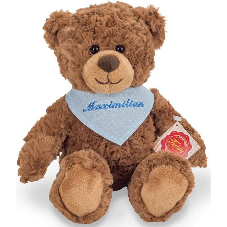 Teddy Hermann® Kuscheltier Teddy braun, 30 cm, mit blauem Halstuch und individueller Bestickung