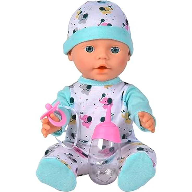 SIMBA Babypuppe New Born Baby, kleiner Elefant, mit Trink- und Pipi-Funktion, 30 cm, bunt – Bild 4